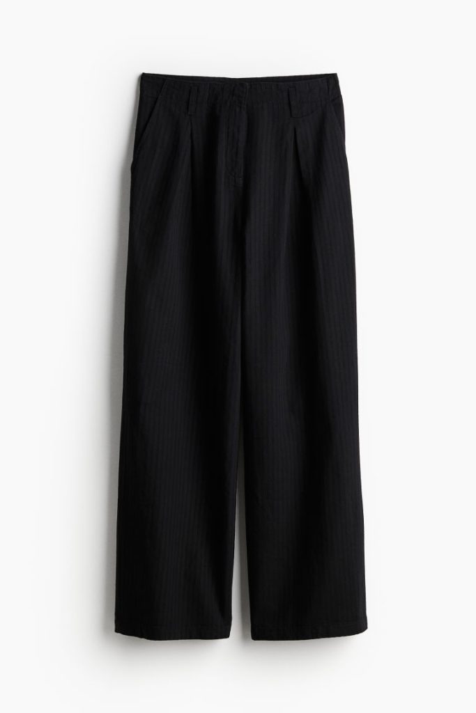 H & M - Wijde broek van linnenmix - Zwart