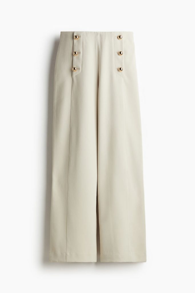 H & M - Twill broek met knopen - Beige