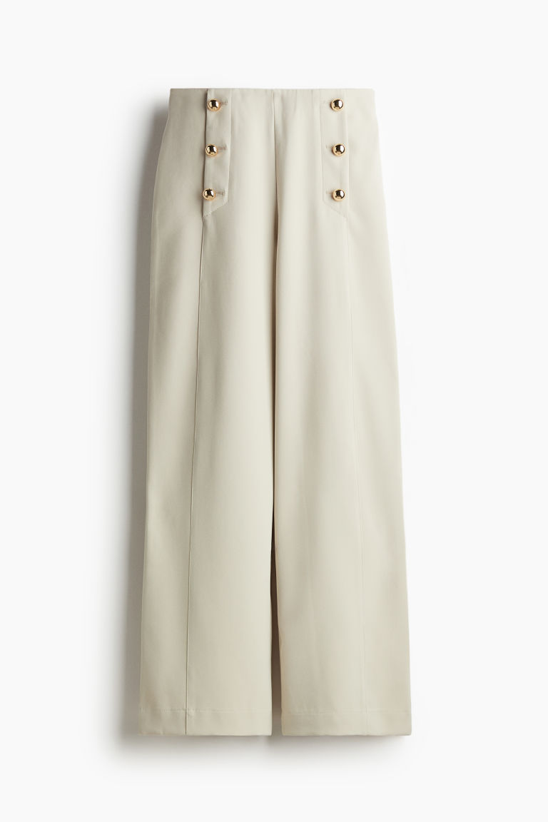 H & M - Twill broek met knopen - Beige