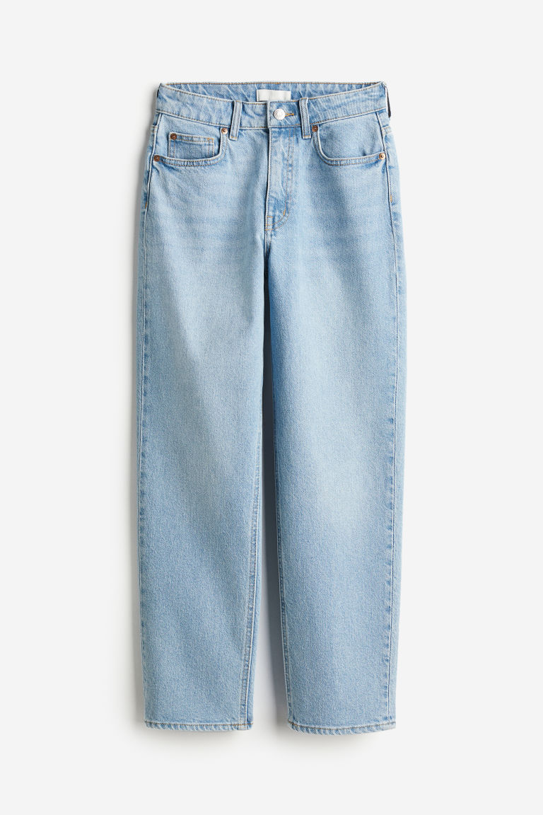 H & M - Slim Straight High Ankle Jeans - Blauw