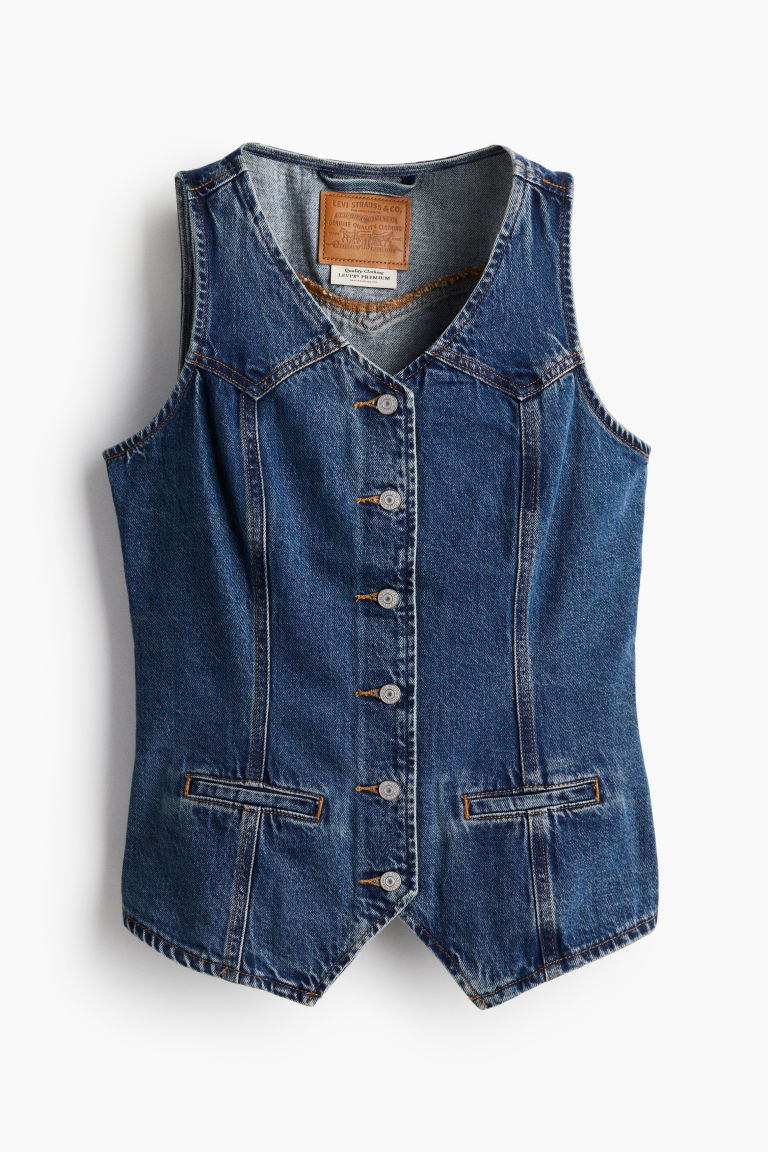 H & M - Longline Denim Vest - Blauw