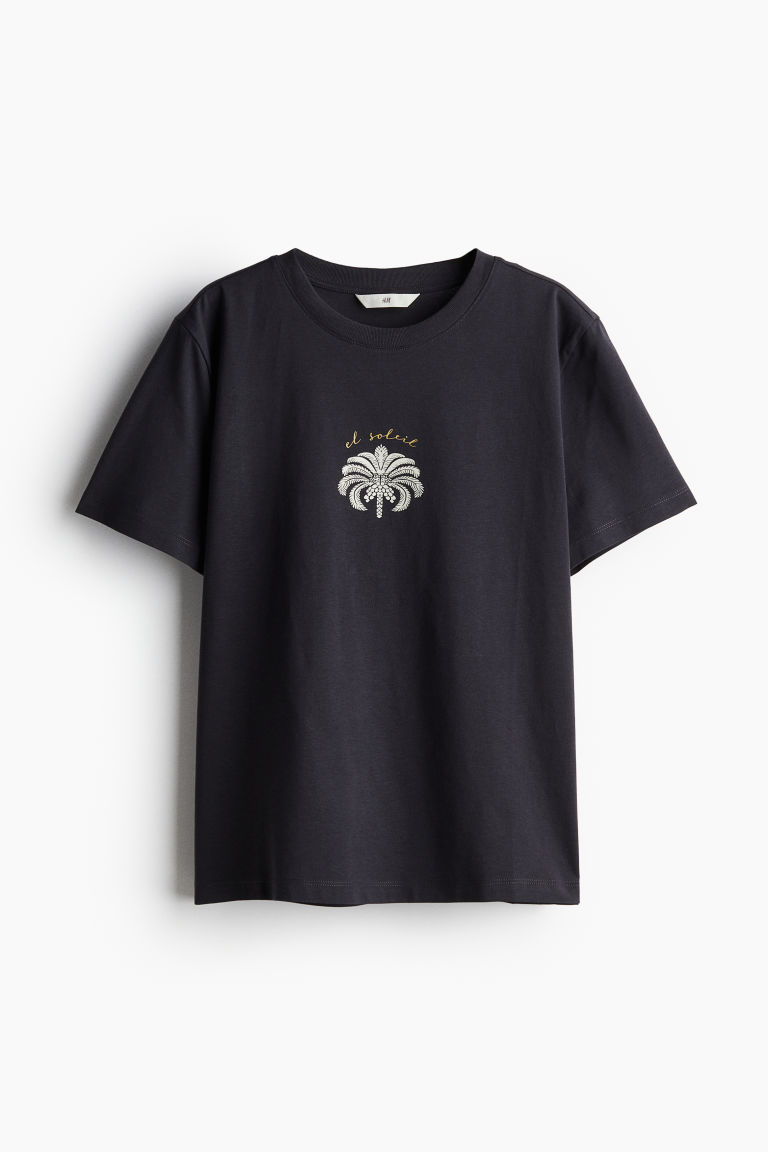 H & M - Katoenen T-shirt - Grijs