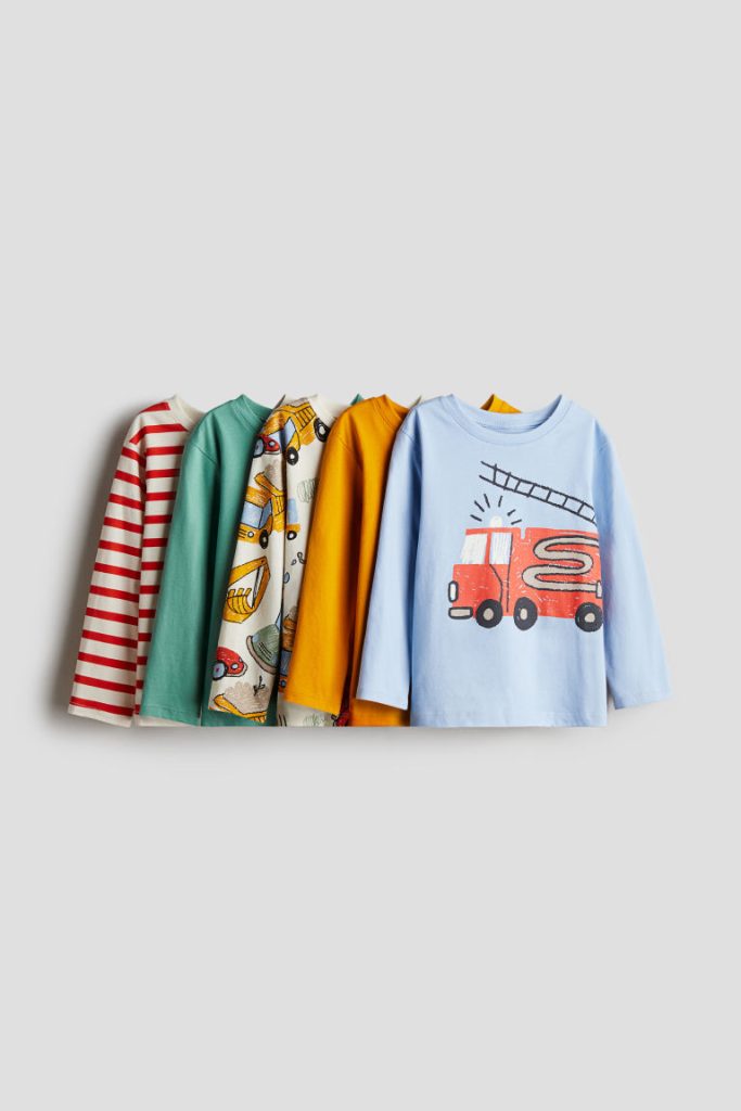 H & M - Set van 5 shirts met lange mouwen - Geel