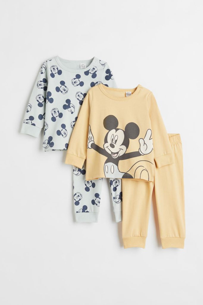 H & M - Set van 2 tricot pyjama's - Geel