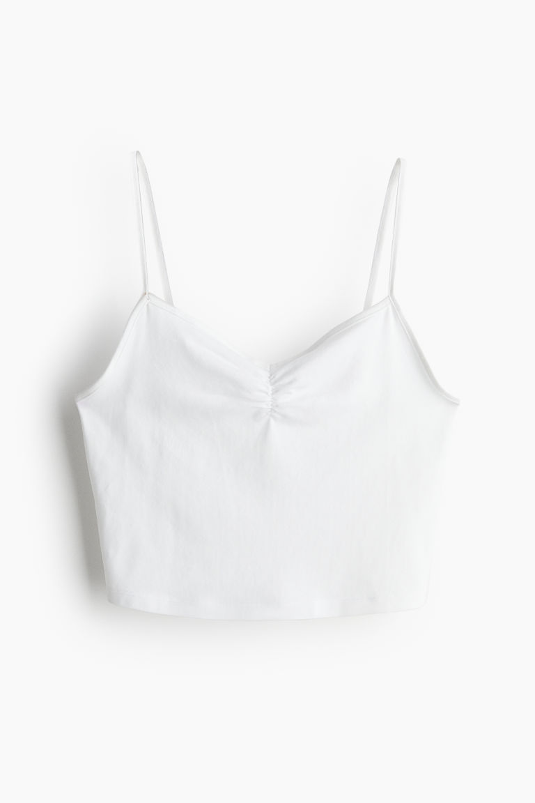 H & M - Cropped straptop - Wit