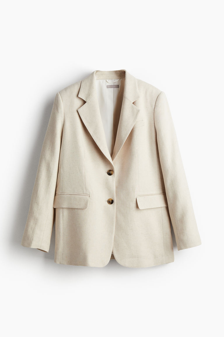 H & M - Twill blazer van linnenmix - Beige