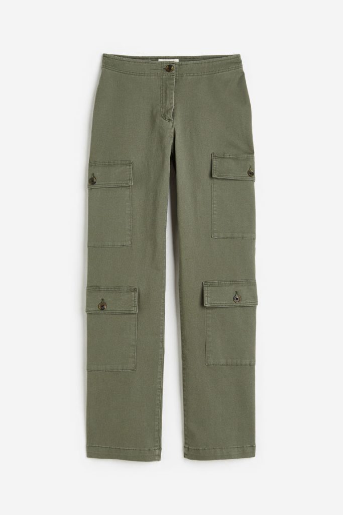 H & M - Utilitybroek van katoenen twill - Groen