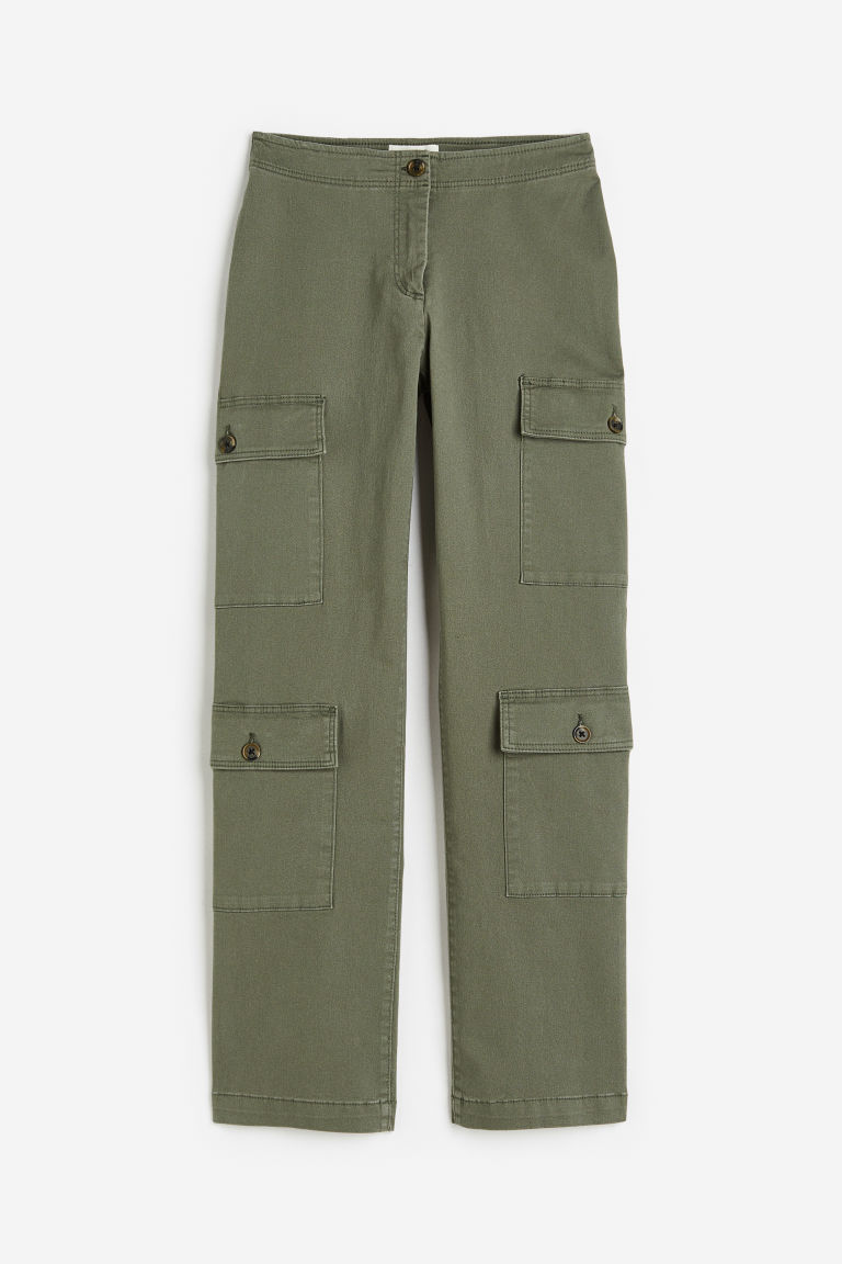 H & M - Utilitybroek van katoenen twill - Groen