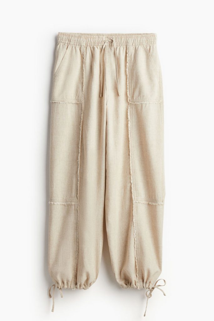 H & M - Parachutebroek van linnenmix - Beige