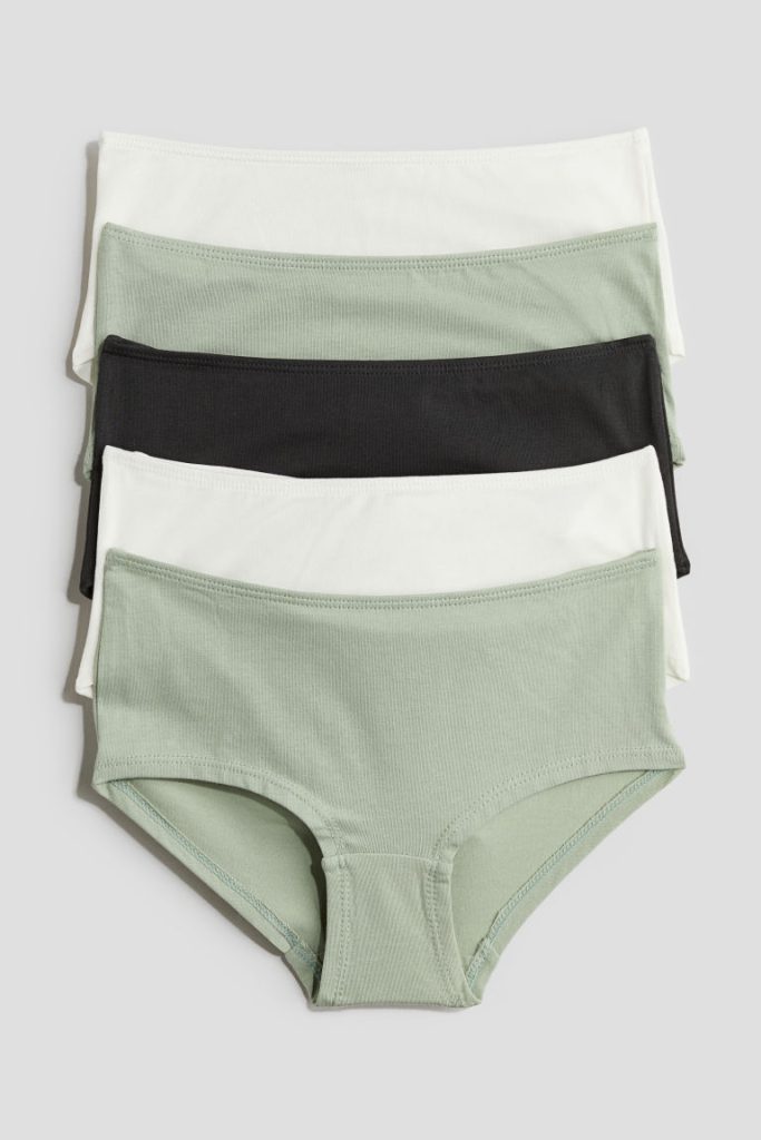 H & M - Set van 5 katoenen hipsters - Groen