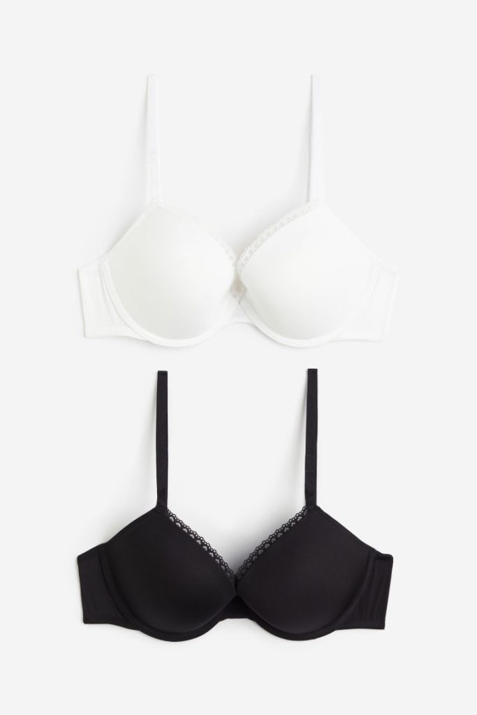 H & M - Set van 2 push-up bh‘s van microvezel - Zwart