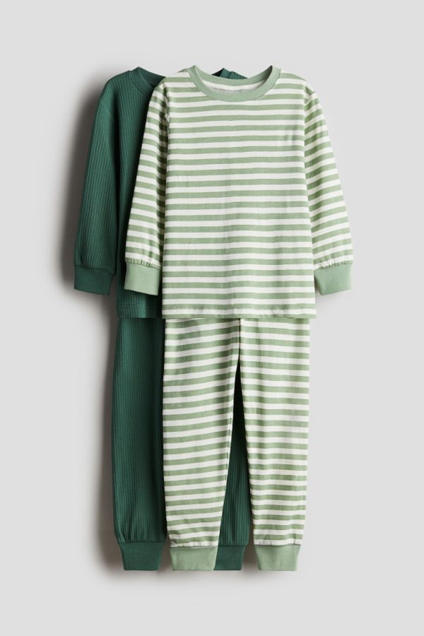 H & M - Set van 2 katoenen pyjama's met print - Groen