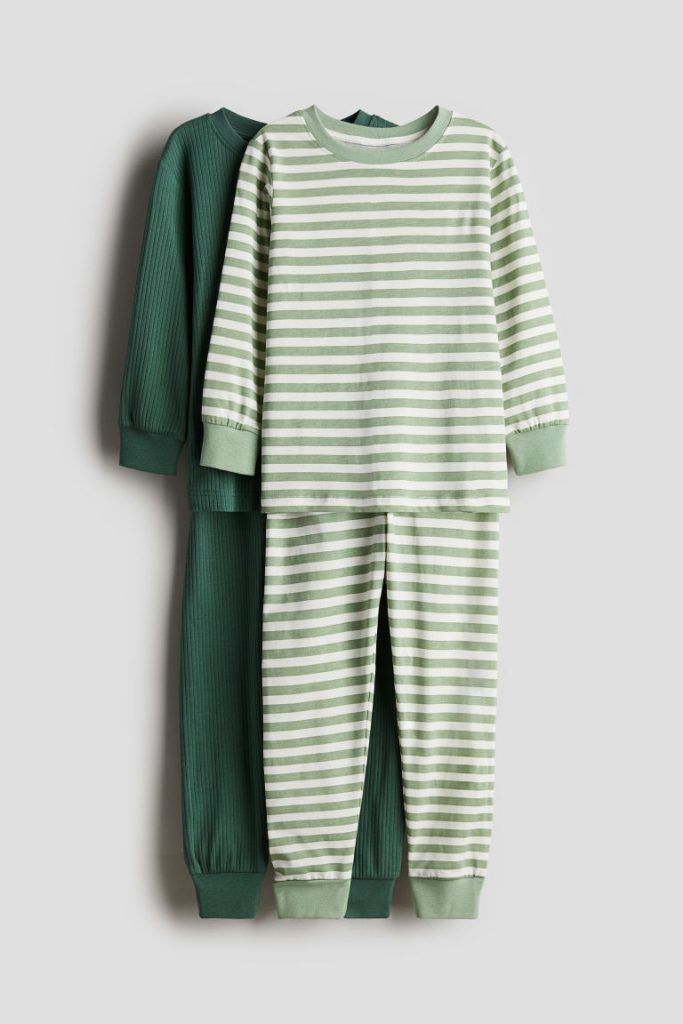 H & M - Set van 2 katoenen pyjama's met print - Groen