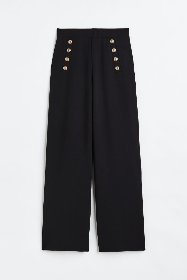 H & M - Broek met knoopsluiting - Zwart