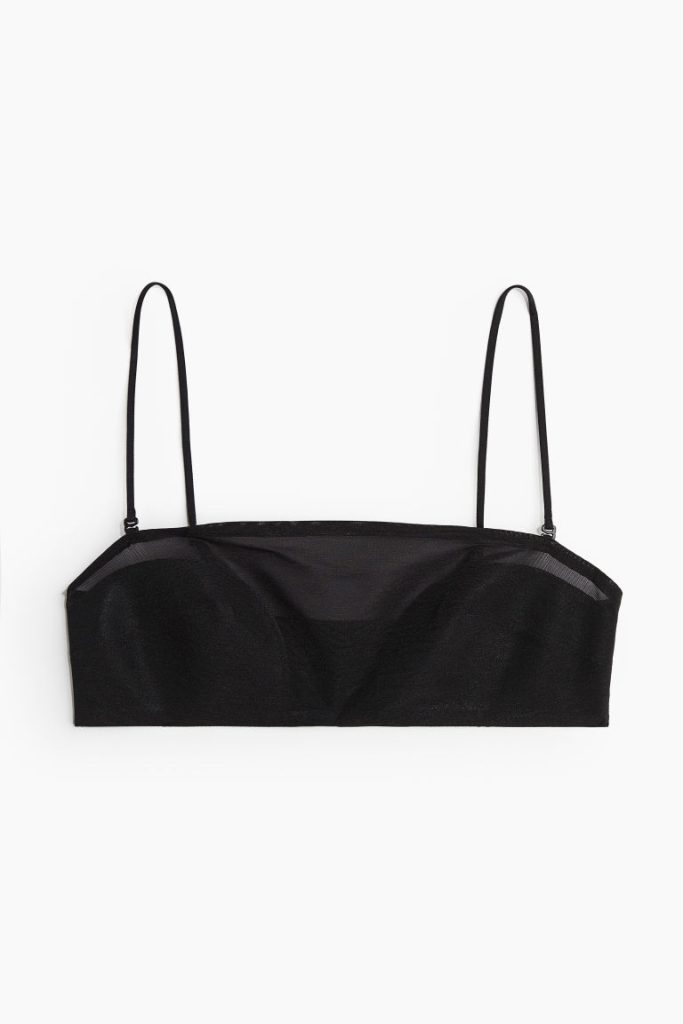 H & M - Bandeau-bh van mesh zonder padding - Zwart