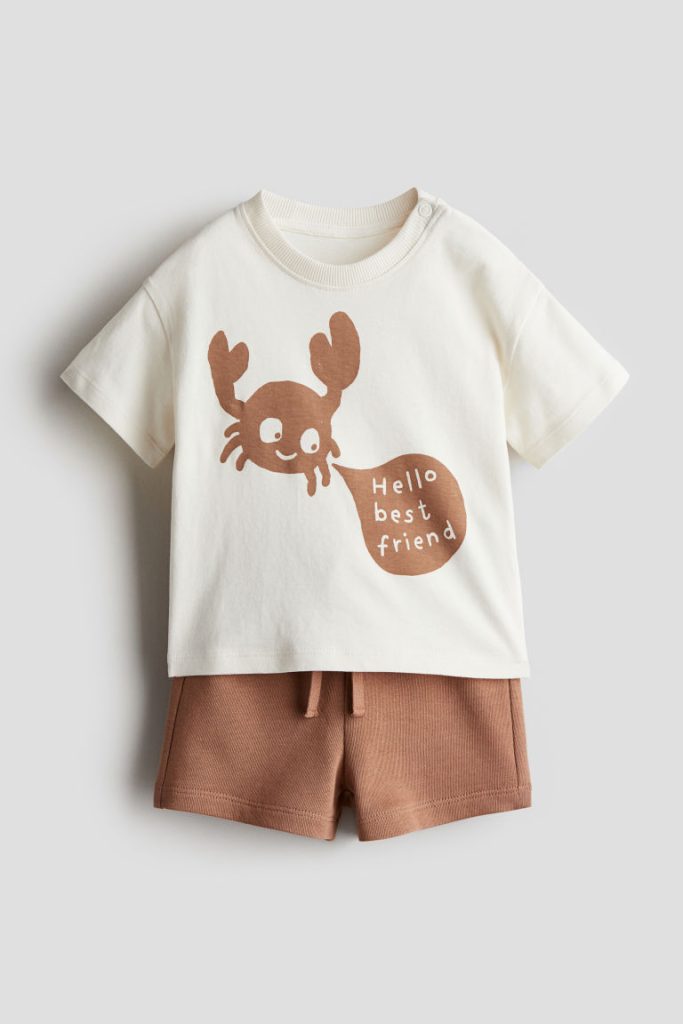 H & M - Tweedelige set - Shirt en short - Beige