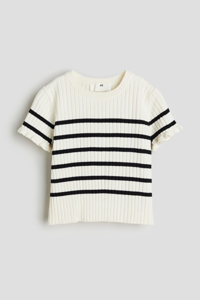 H & M - Ribgebreide top - Wit