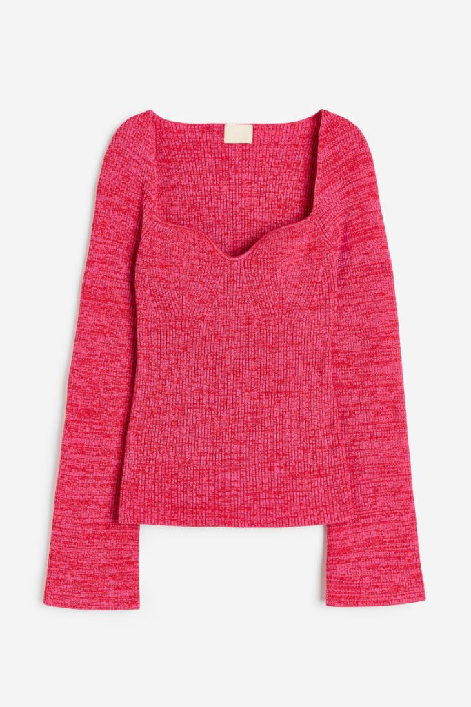 H & M - Ribgebreide top - Roze