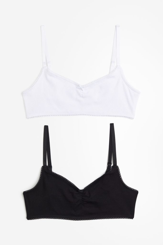 H & M - Set van 2 non-padded bralettes - Zwart