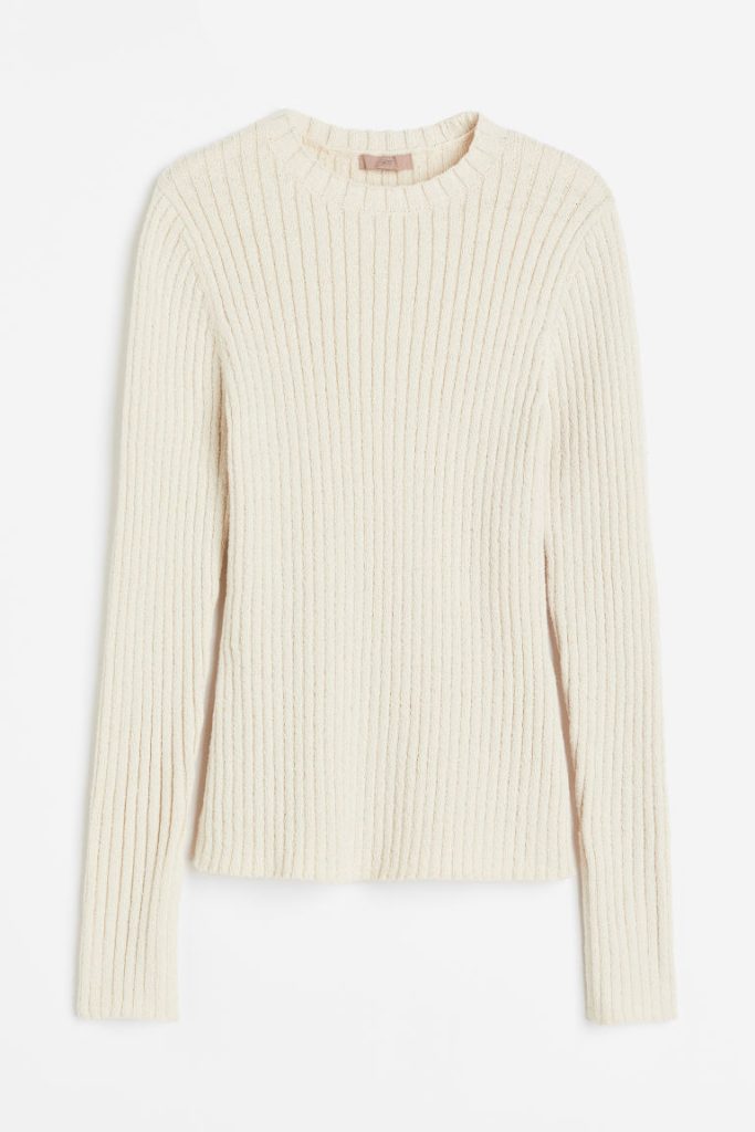 H & M - Ribgebreide top - Beige