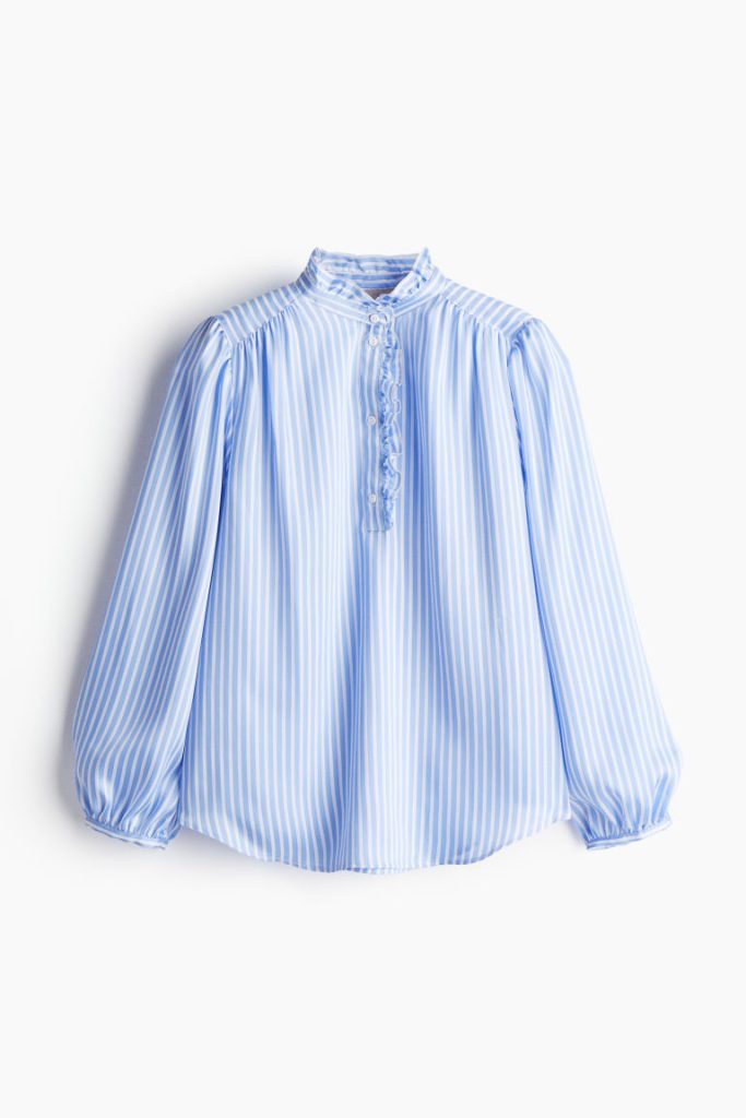 H & M - Blouse met volants - Blauw