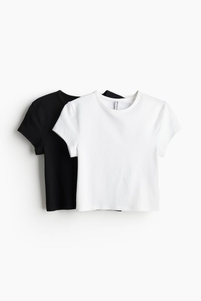 H & M - Set van 2 T-shirts - Wit