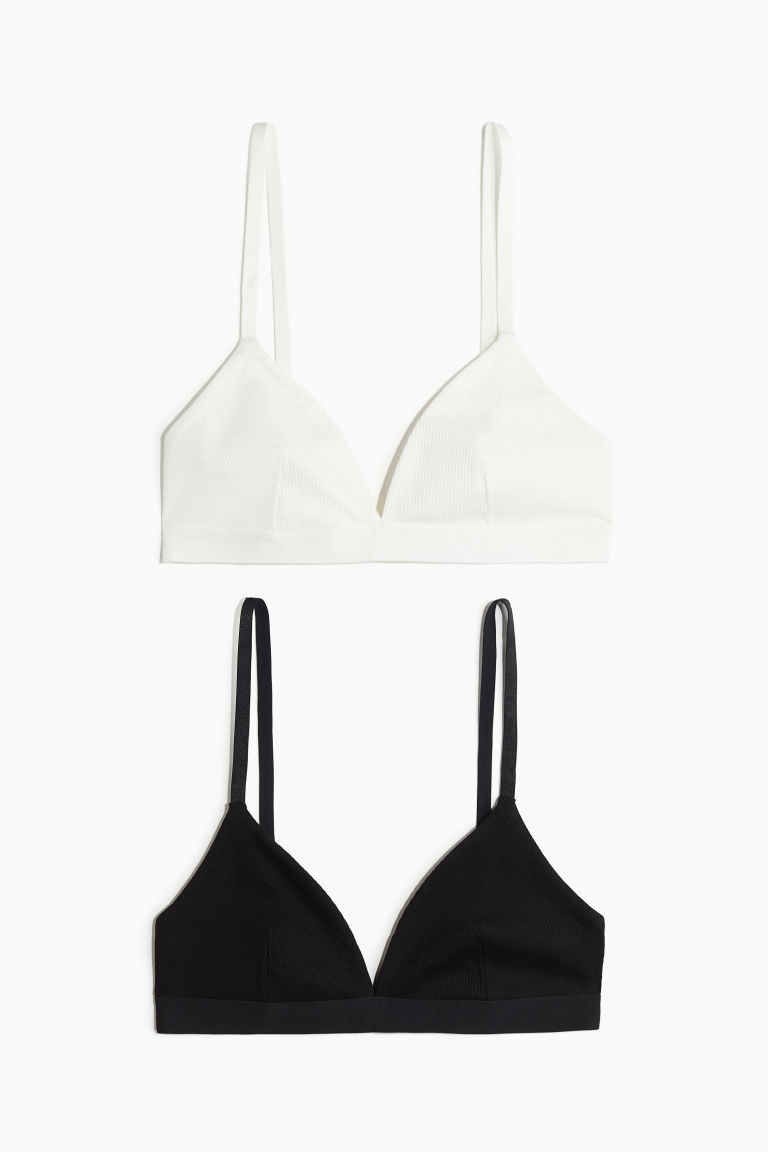 H & M - Set van 2 katoenen soft-bh‘s - Zwart