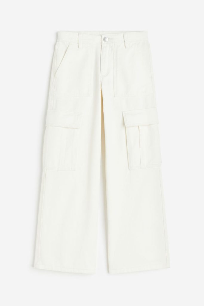 H & M - Utilitybroek - Wide Leg Low - Wit