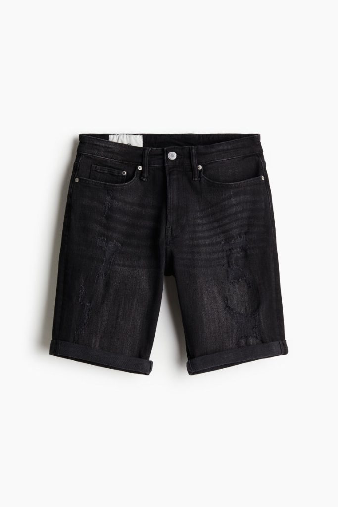 H & M - Denim short - Slim Fit - Zwart