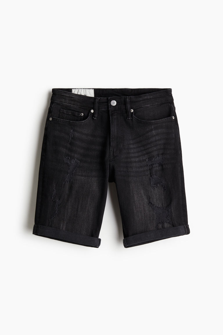 H & M - Denim short - Slim Fit - Zwart