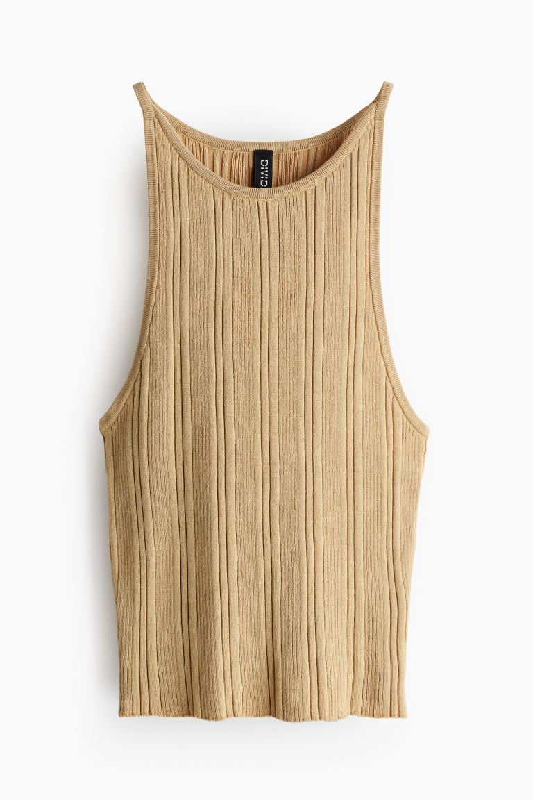 H & M - Ribgebreide tanktop - Beige