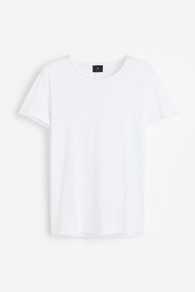 H & M - T-shirt met oprollende randjes - Wit