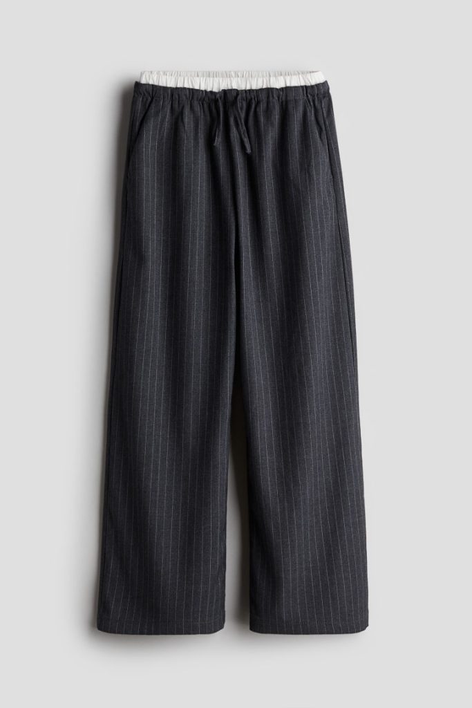 H & M - Wijde twill broek - Grijs