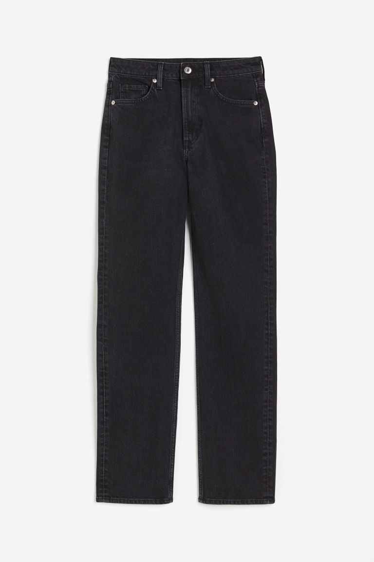 H & M - Slim Straight High Jeans - Zwart