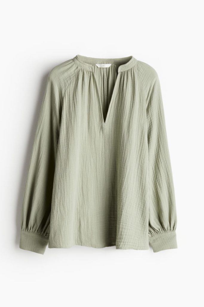 H & M - Dubbelgeweven blouse - Groen