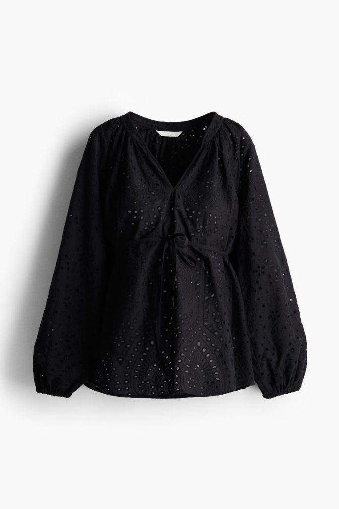 H & M - MAMA Blouse met broderie anglaise - Zwart