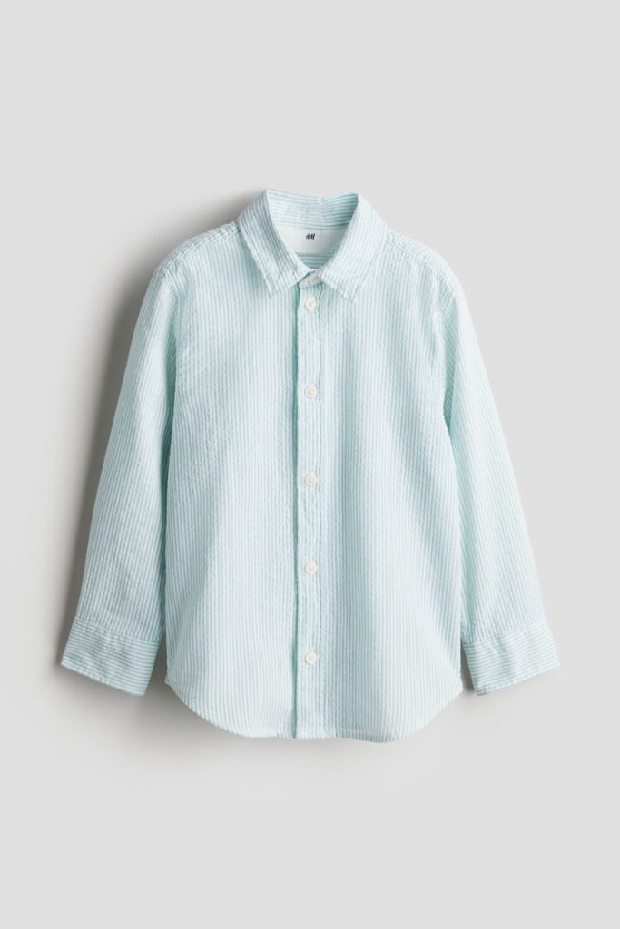 H & M - Katoenen overhemd met lange mouwen - Turquoise