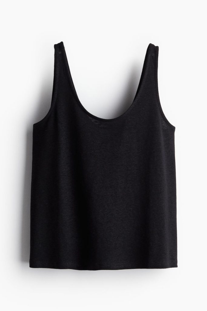 H & M - Tanktop van linnenmix - Zwart