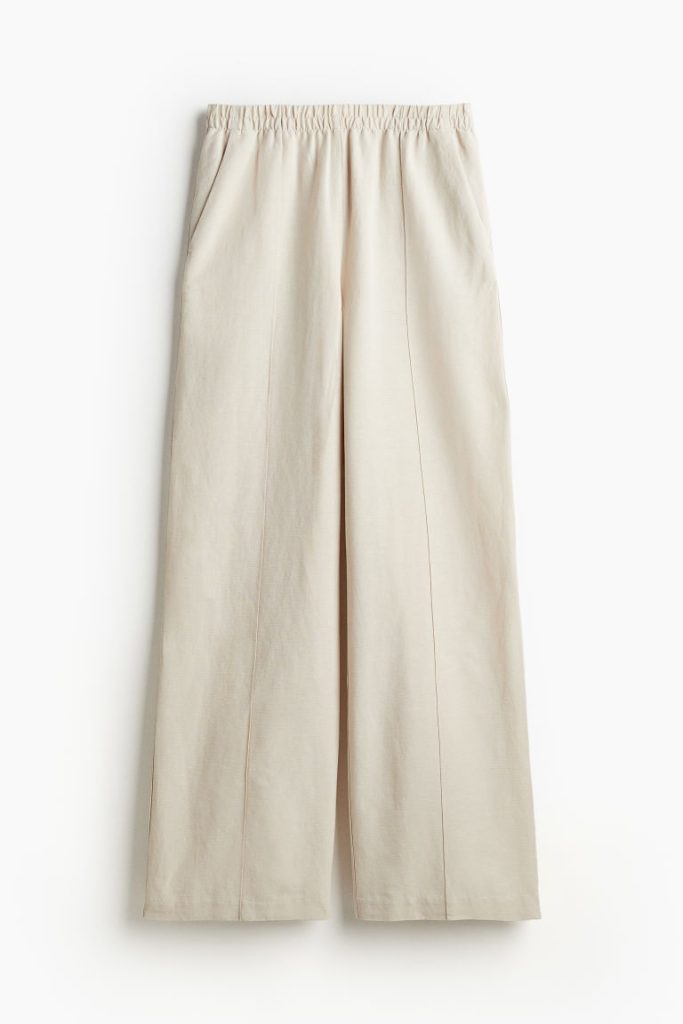 H & M - Broek van linnenmix - Beige