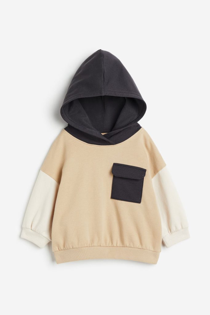 H & M - Capuchonsweater in blokkleuren - Beige