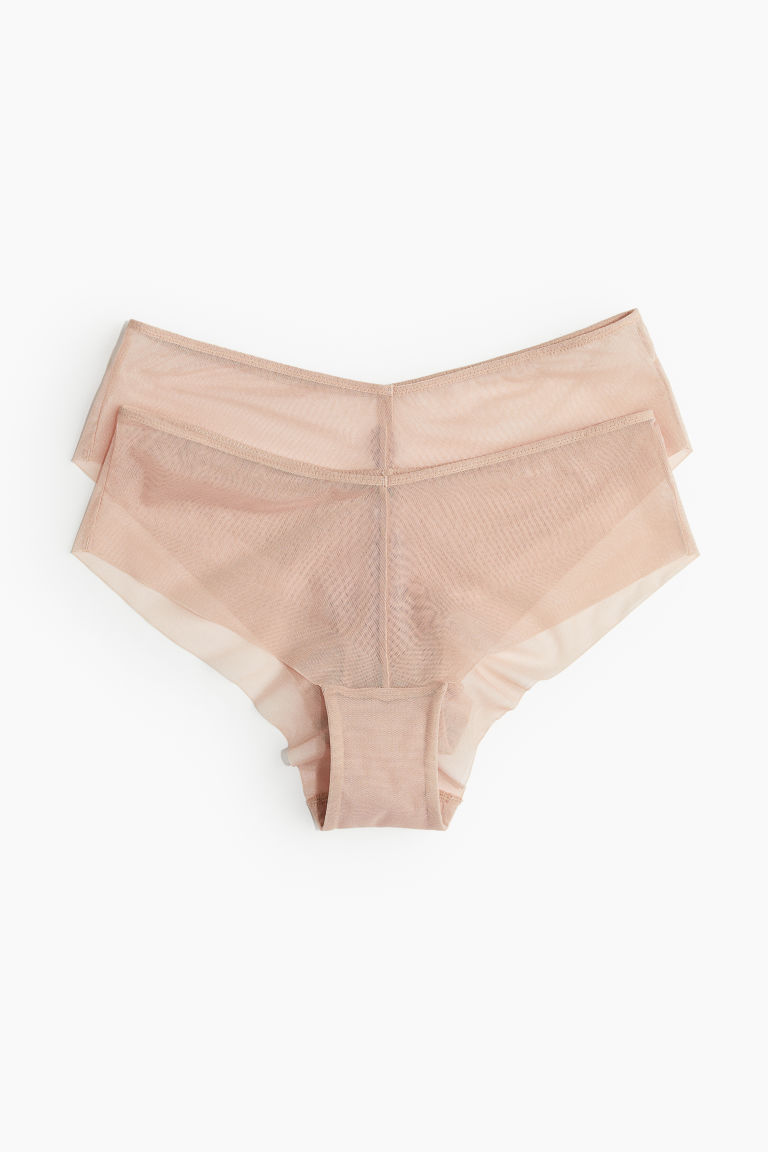 H & M - Set van 2 slips van mesh - Hipster - Beige