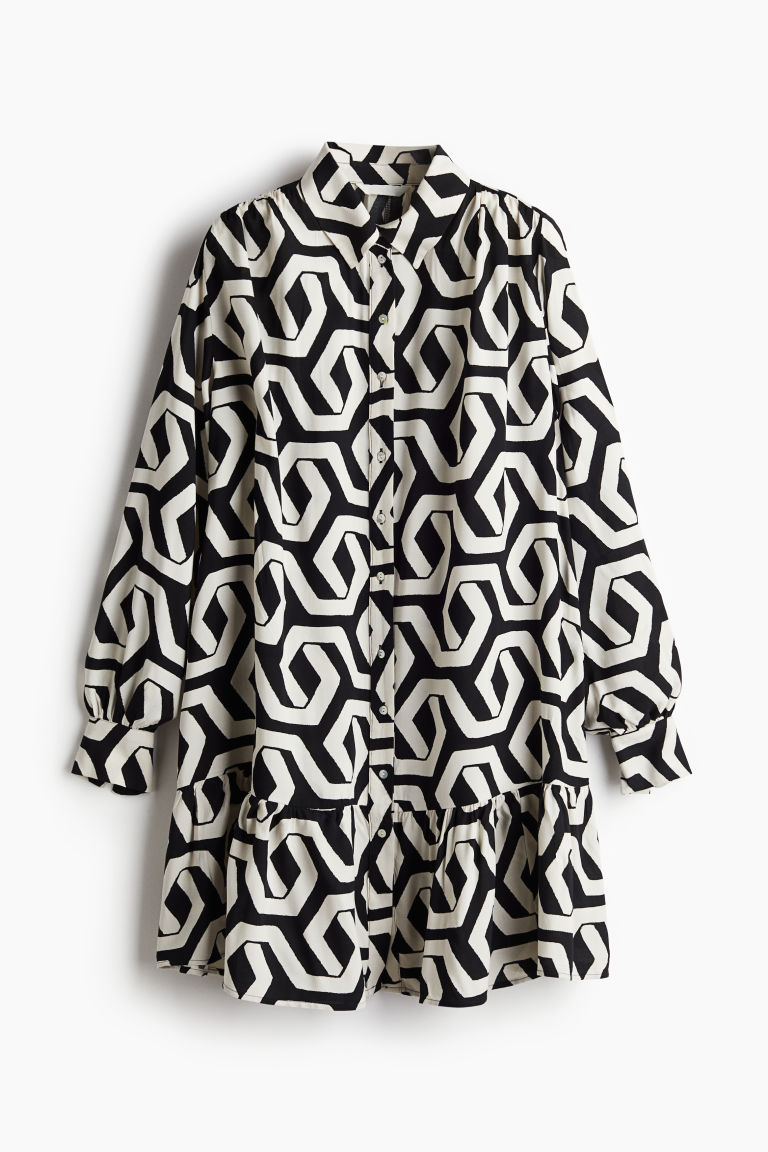 H & M - Oversized overhemdjurk - Zwart