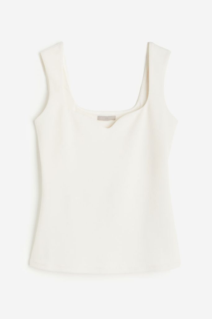 H & M - Top met sweetheart-hals - Wit