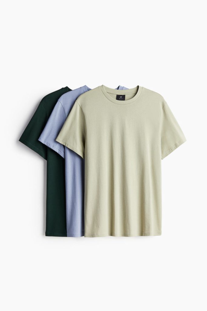 H & M - Set van 3 T-shirts - Regular Fit - Groen