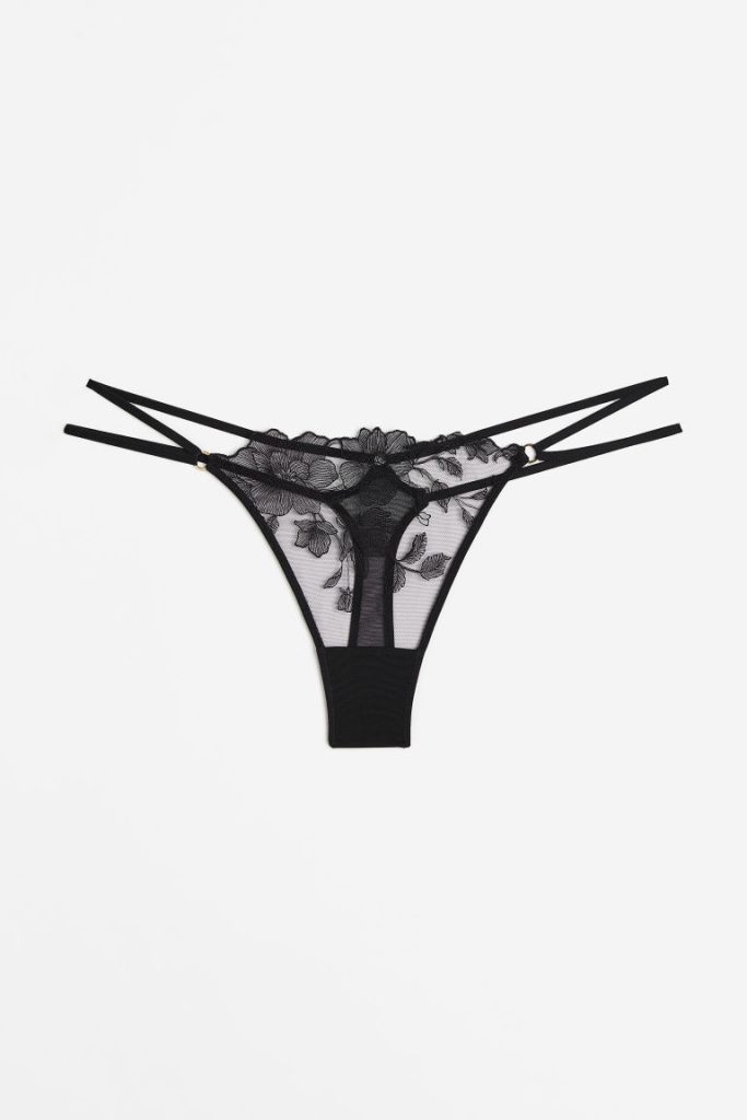 H & M - Kanten slip - Thong - Zwart