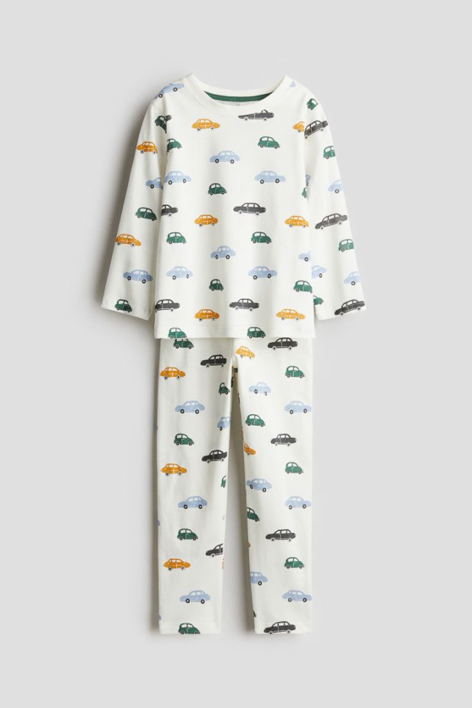 H & M - Tricot pyjama met dessin - Wit