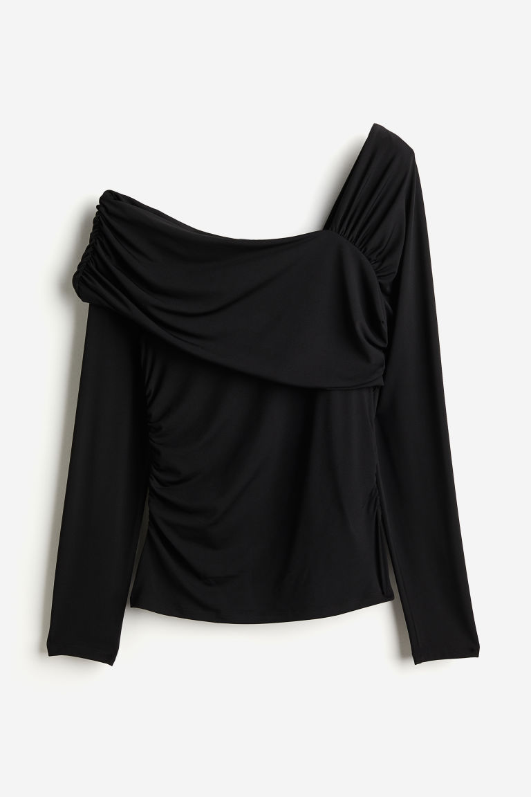 H & M - Top met asymmetrische hals - Zwart