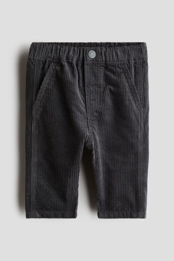 H & M - Broek van katoenen corduroy - Grijs