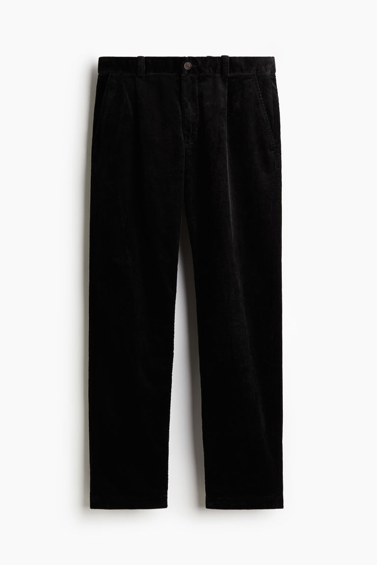 H & M - Corduroy broek - Regular Fit - Zwart