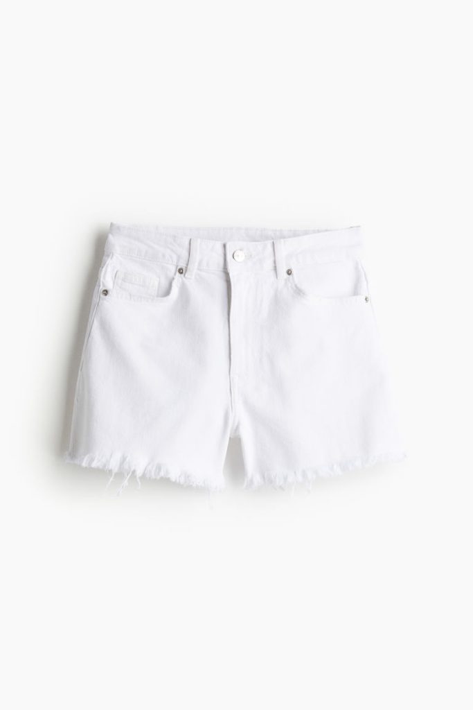 H & M - Denim short - High waist - Wit